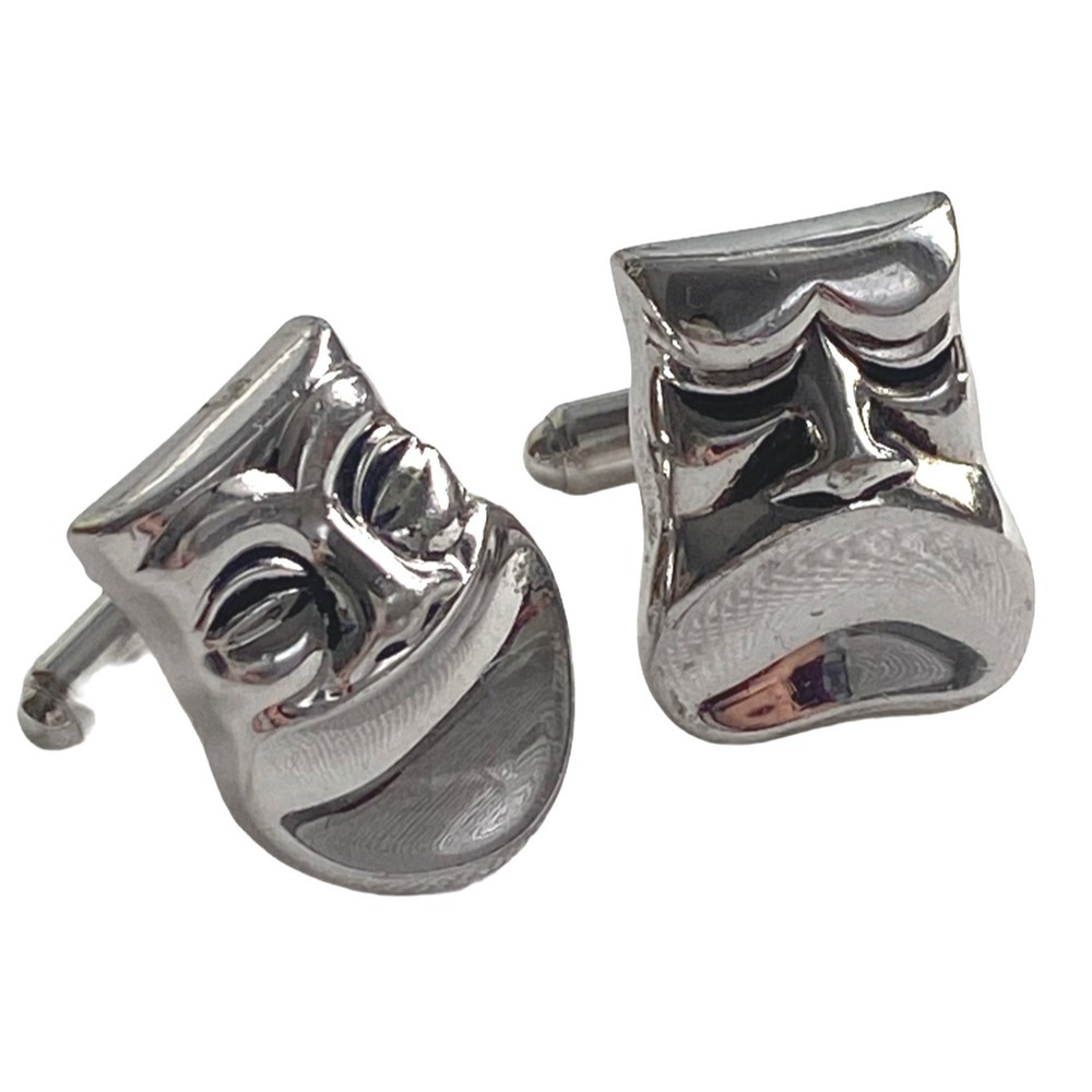 Vintage COMEDY & TRAGEDY Masks Theater Theatre Performing Arts Men's Cufflinks - Picture 2 of 9